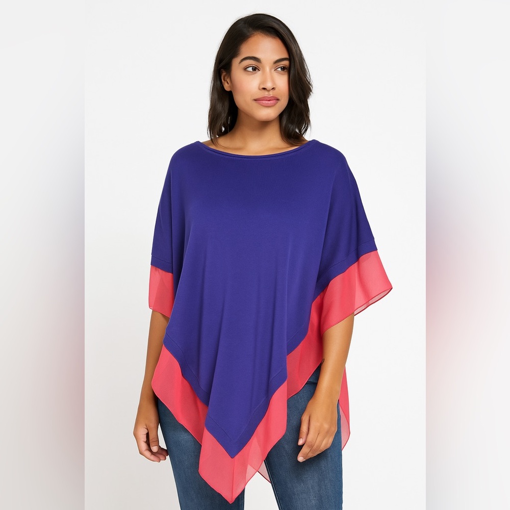 NEW! IMAN Global Chic Vibrant Purple/Pink Poncho Size XS